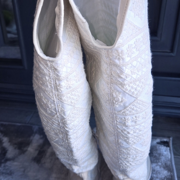 Free People Bren Textile Slouch Boots Embroidered Ivory Size 39=9 🤍🤍 - Picture 8 of 10